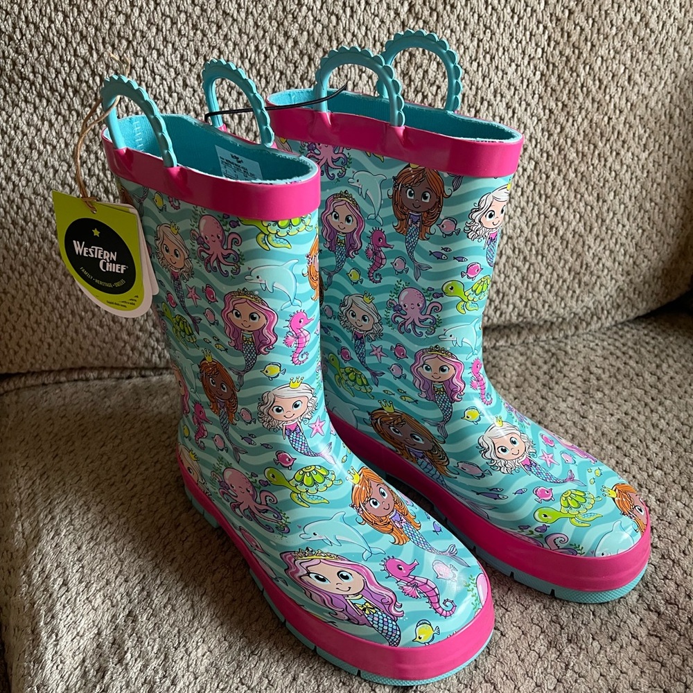 Western Chief Kids' Mermaid Boots - Blue and Pink